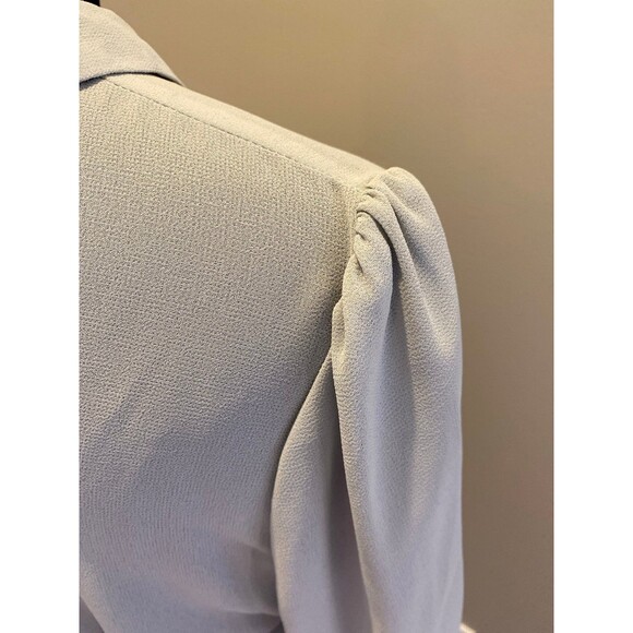 Jonathan Martin Blouse Sz 13 / 14 Fitted Sheer Gray Peter Pan Collar Button Back - Picture 6 of 12